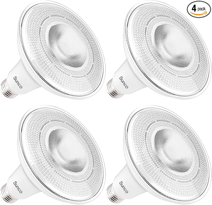 Sunco Dusk to Dawn Flood Lights Outdoor Waterproof PAR38 LED Bulb 120W Equivalent 15W Exterior Wet-Rated 5000K Daylight 1250 LM E26 Base UL 4 Pack