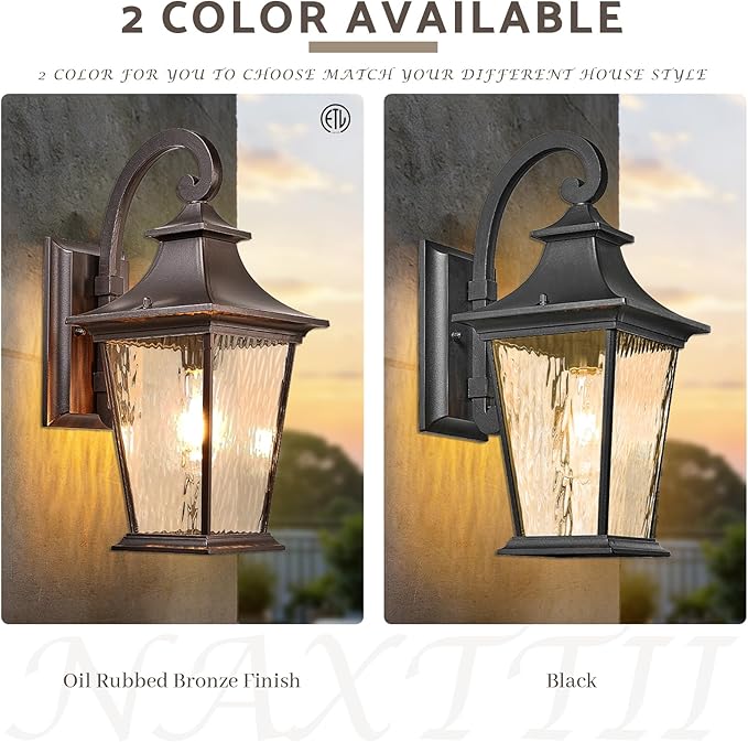 18 Inch Height Porch Lights Outdoor Aluminum Modern Outside Lights for House ORB Finish Exterior Lighting Fixtures with Water Ripple Glass E26 Socket