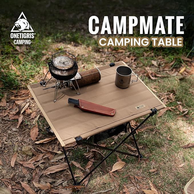 ONETIGRIS Foldable Camping Table Lightweight Portable Table Sturdy &amp Quick Setup Holds Up to 66 lbs Perfect for Camping Hiking Backpacking Picnic Beach Travel