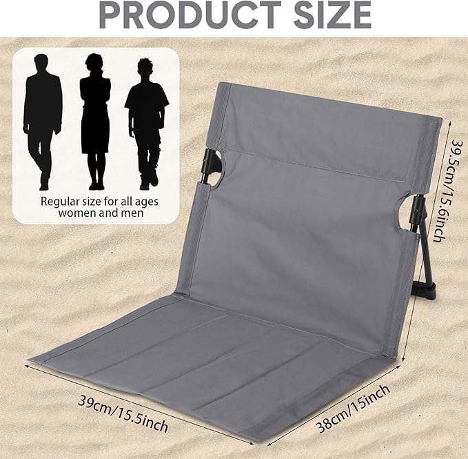 Jetec Foldable Floor Backrest Chair Portable Camping Chair with Storage Bag Light Weight Lazy Seat for Indoor Outdoor Bed Ground Park Lawn Concerts Beach Hiking