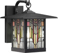RIVER OF GOODS Stained Glass Outdoor Light Fixture - 11.75 H - Mission Style Porch Light - Opal