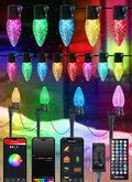 Brightown Smart C9 LED Christmas Lights Outdoor House 50Ft 75 LED RGB Christmas Pathway Lights with 58 Preset Modes App or Remote Control Music Sync Memory and Timer Function for Indoor/Outside