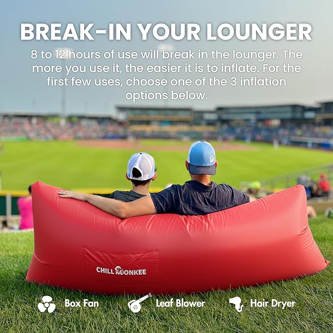 Portable Inflatable Lounger for Beach &amp Camping – Self-Inflating Air Couch Beach Sofa and Outdoor Lounge Chair for Relaxation and Comfort