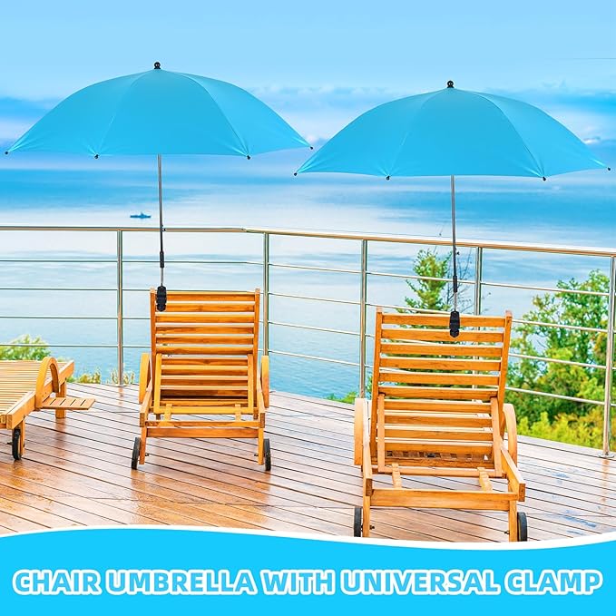 Hosuly 4 Pcs 46 Chair Umbrella with Universal Adjustable Clamp Sun Protection Portable Outdoor Umbrella for Camping Chair Patio Golf Carts Not Include Chair