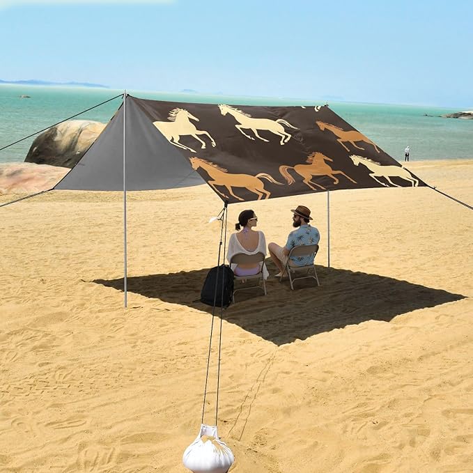 Animal HorseCamping Sun Shelters 9.2 x 10.5 FT Beach Canopy Tent Sun Shade with Carrying Bag for Camping Trips Fishing Backyard Fun or Picnics 21341673