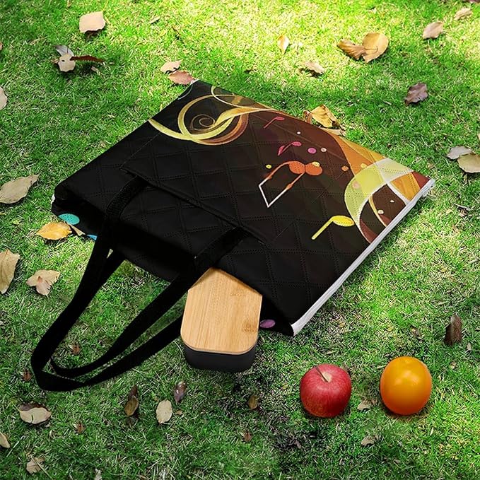 Zipper Rainbow Musical Note Melody Style Picnic Mat Suitable for Travel Camping Park Or Home Use