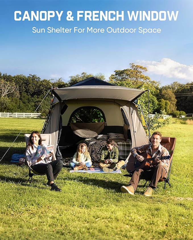 FanttikOutdoor Zeta C8/C10 Apex Camping Tent 8/10 Person Instant Cabin Tent Setup in 60s Family Tent with Carry Bag for Family Camping &amp Hiking Waterproof Upgraded Ventilation