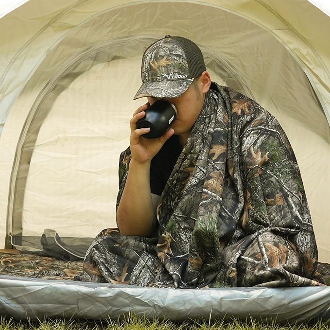 LOOGU Camo Blanket Waterproof Insulation Poncho Liner for Outdoor Camping Hiking Hunting Survival Backpacking Picnicking