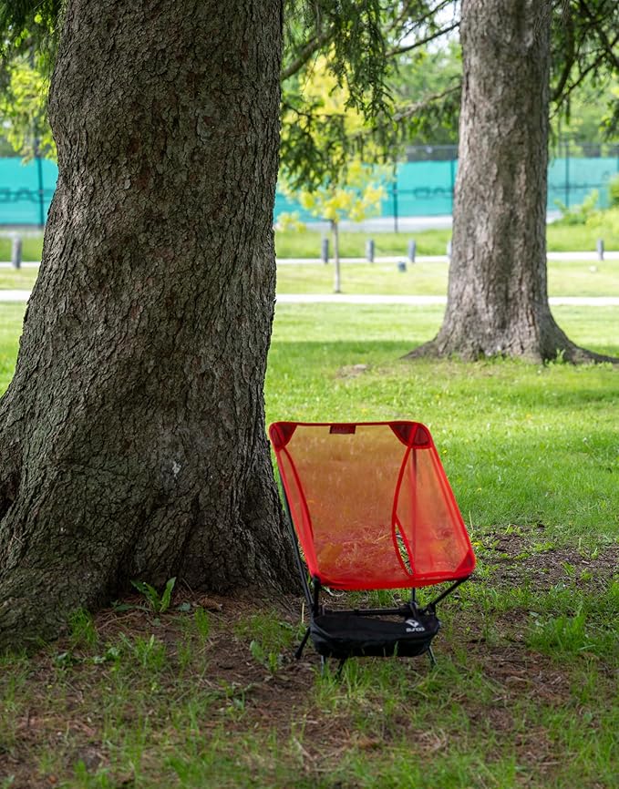 570g Ultralight Folding Camping Chair – Lightweight Aluminum Alloy Moon Chair Portable Backpacking Chair for HikingPicnicFishingRV BalconyPatioIndoor &amp Outdoor Use (Red)