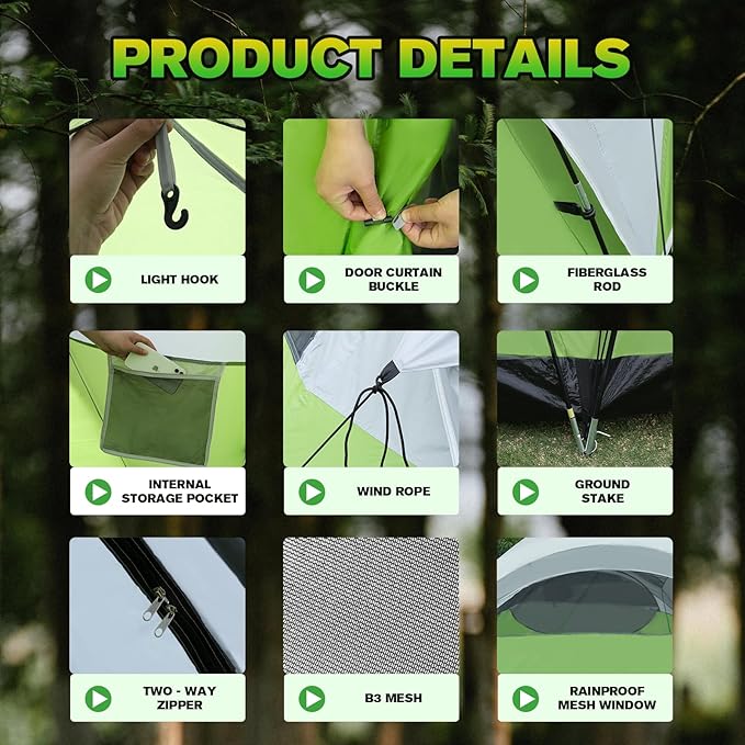 8-10 Person Family Camping Tent with Porch Easy Setup for Outdoor Camping Picnic Backyard