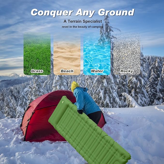 Camping Sleeping Pad Extra Thickness 4.7 Inch Inflatable Sleeping Mat Ultralight Waterproof Camping Mat with Built in Pump Air Mattress for Backpacking Hiking Tent Travel