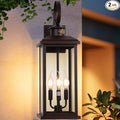 24 Dusk to Dawn Outdoor Wall Sconce: Bronze Large Porch Light 3-Light Waterproof Modern Exterior Lighting Fixture Wall Mounted Outside Lamp for House Garage E12