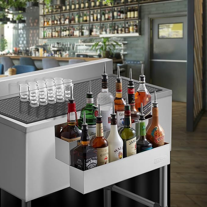 GRIDMANN 22-inch Double Tier Speed Rail - Stainless Steel Liquor Bottle Holder Rack for Bars