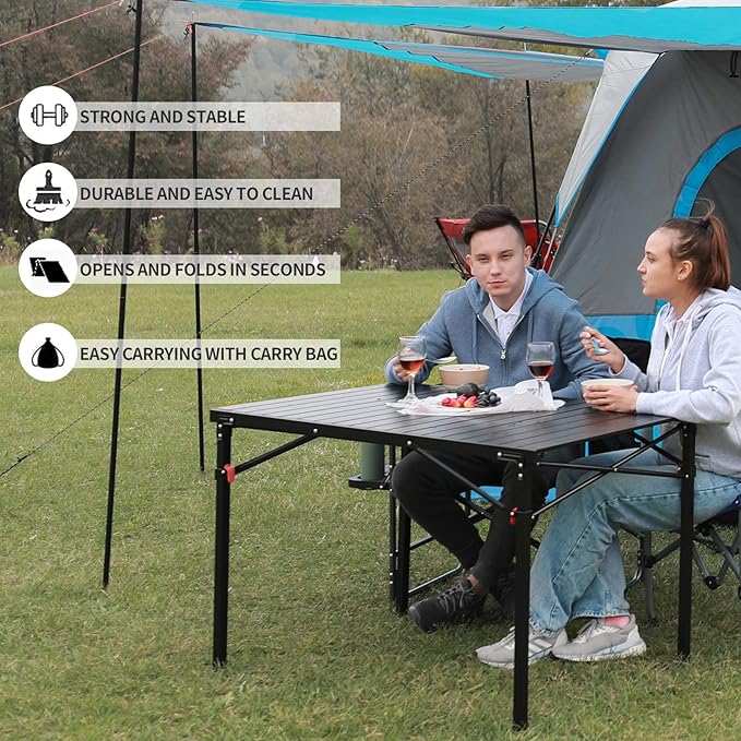 KingCamp Lightweight Compact Folding Camping TableStable Aluminum Alloy Folding Roll up Table for 4-6 Person for Picnic Camping Barbecue and PartyPortable Multifunctional Table with Carry Bag