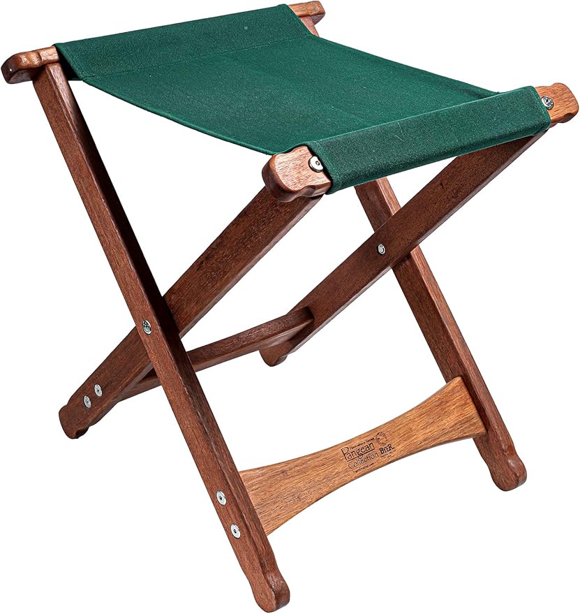 BYER OF MAINE Pangean Folding Stool – Canvas Camp &amp Wood Camp Stool for Portable &amp Outdoor Seating in Forest Green