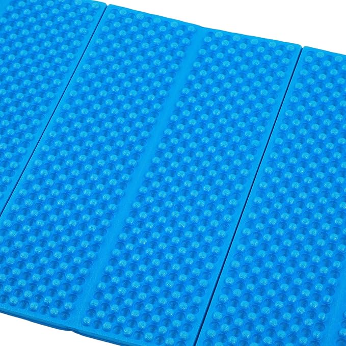 KIMISS Foldable Double Egg Crate Sleeping Pad - Thickened Foam Sleep Mat for Outdoor Camping - 186x57CM TravelFriendly Design (Blue)