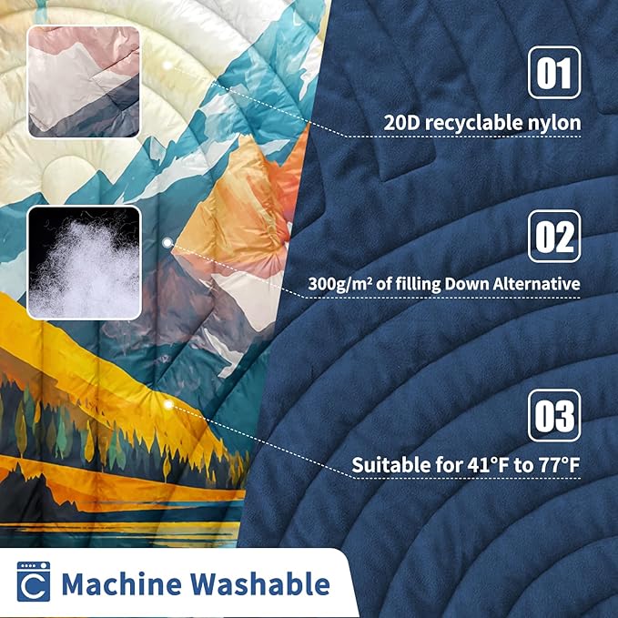 Camping BlanketPuffy Blanket Lightweight Packable Camping Blanket Outdoor Blanket for CampingTraveling Stadium Hiking Picnics