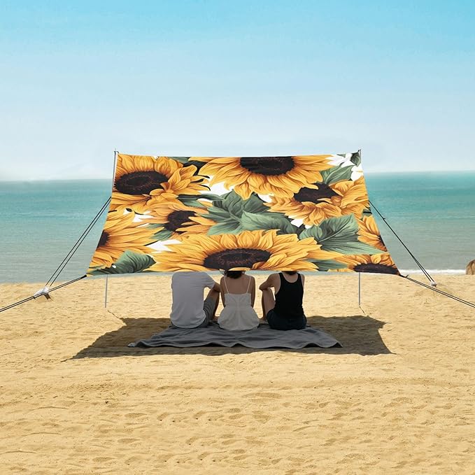 Sunflower Flower FloralCamping Sun Shelters 9.2 x 10.5 FT Beach Canopy Tent Sun Shade with Carrying Bag for Camping Trips Fishing Backyard Fun or Picnics 21340055