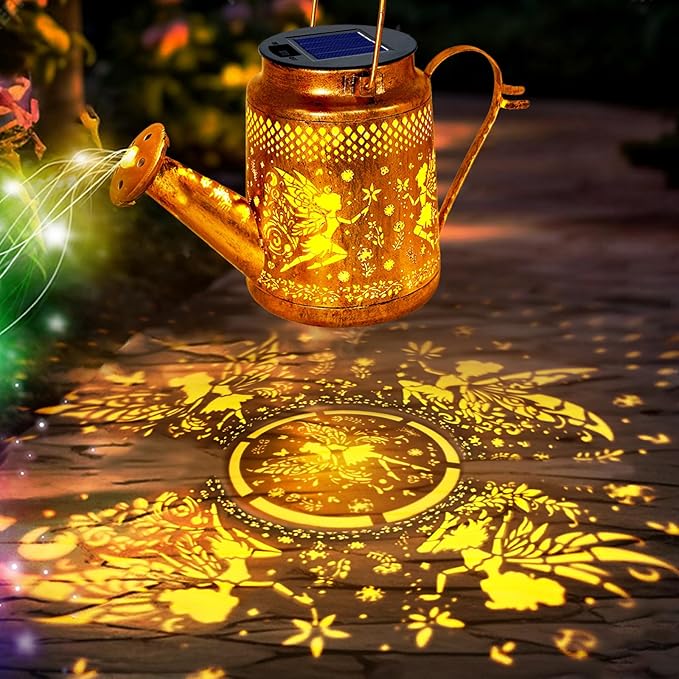 Solar Watering Can Lights Fairy Hanging Lanterns Outdoor Gardening Gifts for Mom Women Grandma Birthday Waterproof Solar Lights Garden Decor for Outside Yard Art Patio Porch Lawn Backyard 1 Pack