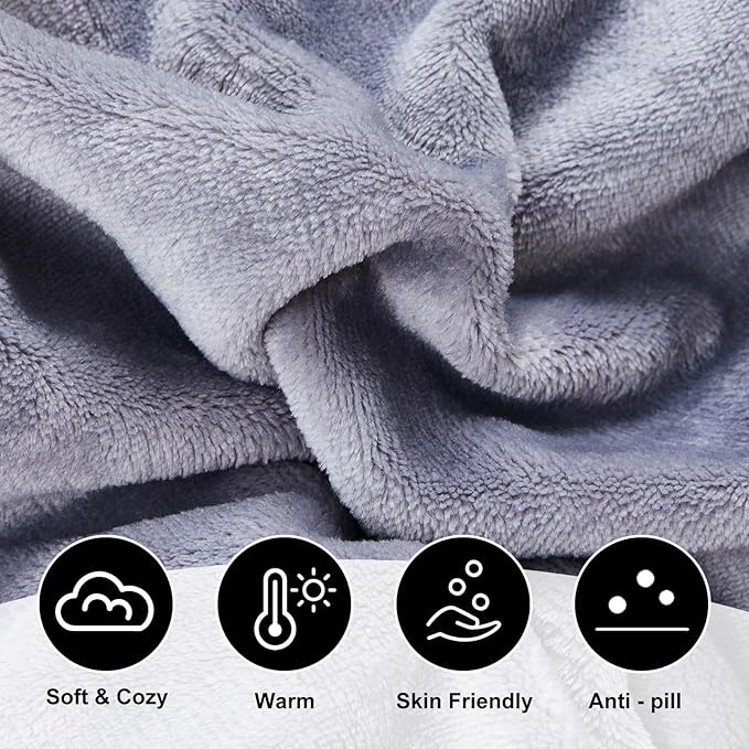 2 Pcs Sleeping Bag Liner for Adult 86 x 41 Inch Grey Flannel Fluffy Sheet &amp Camping Sheet for Autumn Winter Warm Thick Sheets for Backpacking Hotel Traveling Sleeping Bag with Zipper