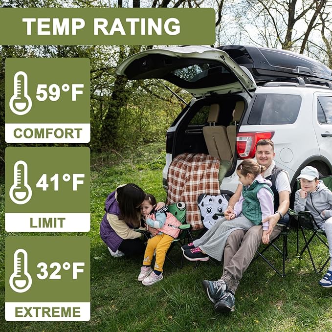 AGEMORE Cotton Flannel Double Sleeping Bag for Camping Backpacking Or Hiking. Queen Size 2 Person Waterproof Sleeping Bag for Adults Or Teens. Lightweight with Compression Sack