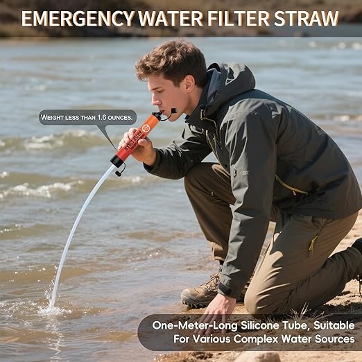 Straw Water Filter 8 Pack – Outdoor Camping &amp Hiking Survival Gear Kit for Family Use Ultra-Light Personal Filter Straws for Backpacking Travel Bug-Out Bags and Emergency Preparedness