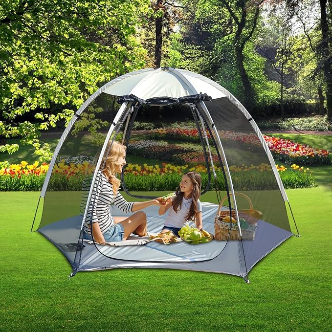 Screen House Tent Portable Canopy with Floor Mosquito Net Outdoor Room Perfect for Patio Backyard Gazebo Picnic Mesh.