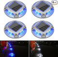 VOLISUN Solar Driveway Lights Dock Marine Lights 4 Pack2 Colors in 1Outdoor LED Deck LightSolar Powered Waterproof Warning Step Light for Driveway Sidewalk Pathway (Blue/White)Saltwater Resistant