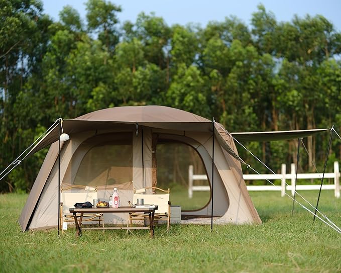 Vidalido 4-6 Person Camping Tent with 3 Door 2 Room Large Family Cabin Tents Double Layer Waterproof Portable Glamping Tent Big Tents for Outdoor Camping Hiking and Backpacking