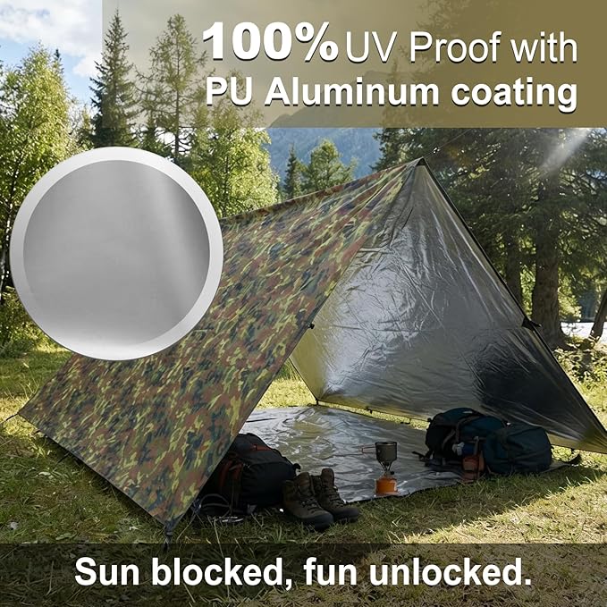 Sky Protection: LYN Lightweight Emergency Camping Tarp/Hammock Rain Fly-WaterproofRipstop FabricAnti-UV Shelter for Hiking Camping and Outdoor Adventure