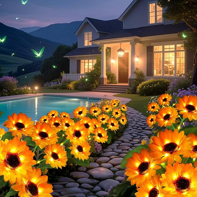 Solar Garden Lights 6 Pack 36 Solar Sunflower Lights Gifts for Mom Women Grandma Mothers Day Birthday Waterproof Solar Flower Light for Outdoor Decoration Decorative Stakes for YardLandscapePatio