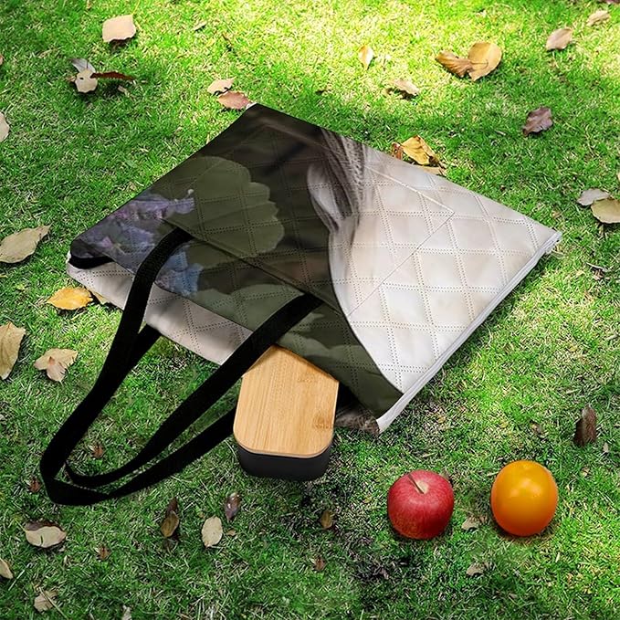 Zipper White Peacock Style Picnic Mat Suitable for Travel Camping Park Or Home Use