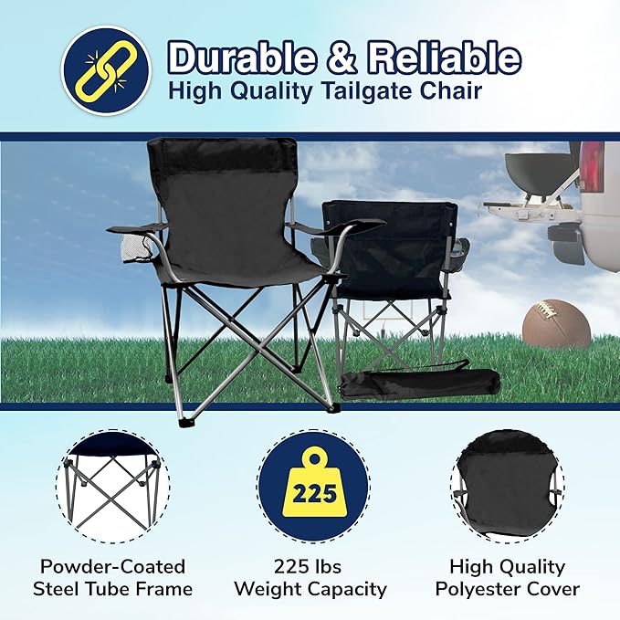 Weather Station Camping Chair Lightweight and Portable Outdoor Folding Tailgate Quad Chair with Cup Holder and Armrests