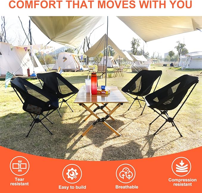 NewDoar 2 Pac Camping Chairs 2 Pack Collapsible Portable Compact Chair with Carrying Bag Lightweight Small Folding Chair for Hiking &amp Beach &amp Fishing Lawn Concert
