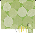 Waterproof Sandproof Beach Blanket 59''×68'' Acacia Leaves Polyester Outdoor Picnic Blanket with 4 Stakes &amp Storage Bag for BeachCampingVacation Green