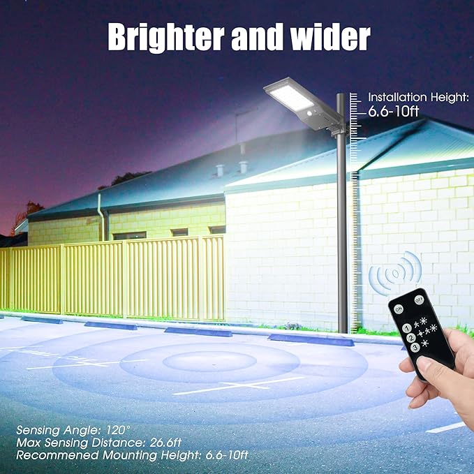 Outdoor Solar Wall LED Street Lights - 6500K Solar Outside Dusk to Dawn IP65 Waterproof Lights Solar Powered with Motion Sensor and Remote Control for Wall Porch Barn Patio Garage-2 Pack
