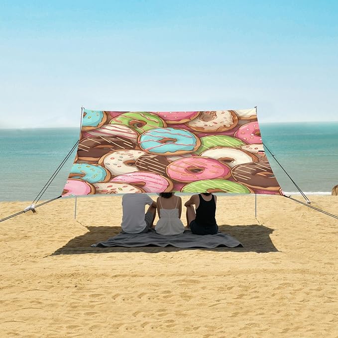 Doughnut DessertCamping Sun Shelters 9.2 x 10.5 FT Beach Canopy Tent Sun Shade with Carrying Bag for Camping Trips Fishing Backyard Fun or Picnics 21340214
