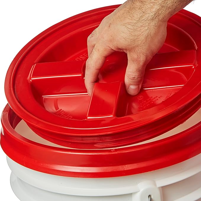 Gamma Seal Lids for 3.5 5 6 and 7 Gallon Buckets – Pack of 12 Red – Food Grade BPA Free Reusable Lids Made in USA