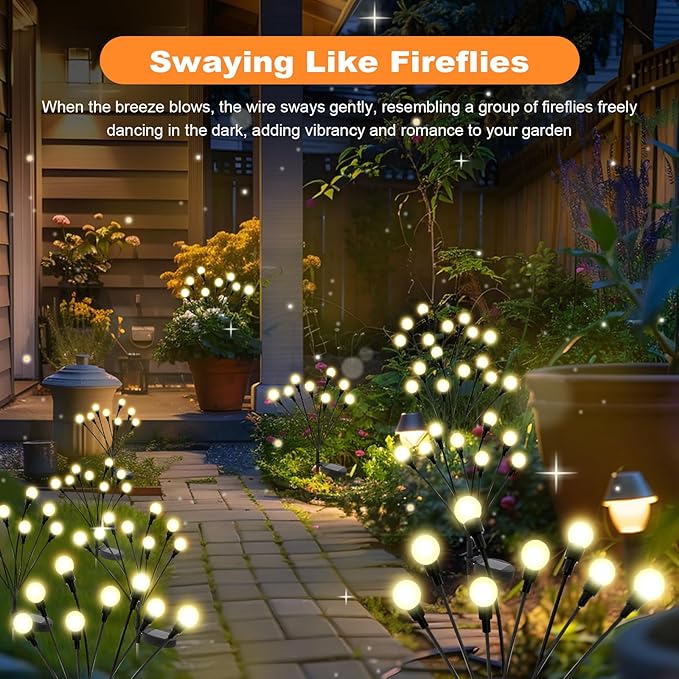 ALSO GO Solar Lights Outdoor 6 Pack 48 LEDs Firefly Lights Waterproof Solar Garden Light for Yard Patio Pathway Outdoor Decoration Gardening Gifts for Women Christmas Decor