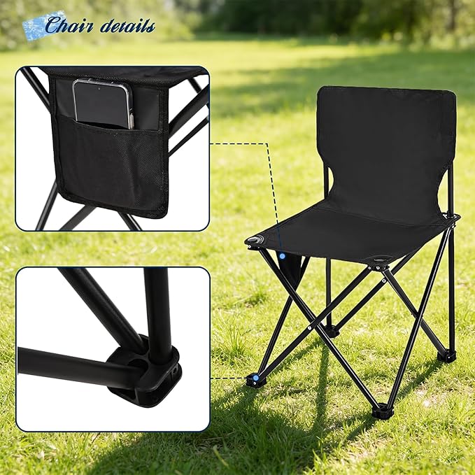 Camping Table Folding Portable Camp Table with 6 Chairs Folding Picnic Table with Carry Bag Indoor Outdoor for Camping Beach Patio RV Backyard BBQ Sturdy Stable Easy to Carry Black