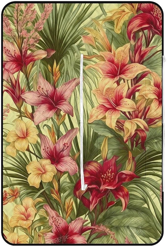 Zipper Tropical Palm Flower Style Picnic Mat Suitable for Travel Camping Park Or Home Use
