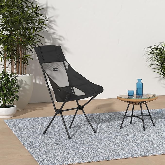Helinox Sunset Chair Lightweight High-Back Collapsible Camping Chair Blackout 3.4Ibs Outdoor Chairs Picnic Chair Portable Camping Chair with Side Pockets