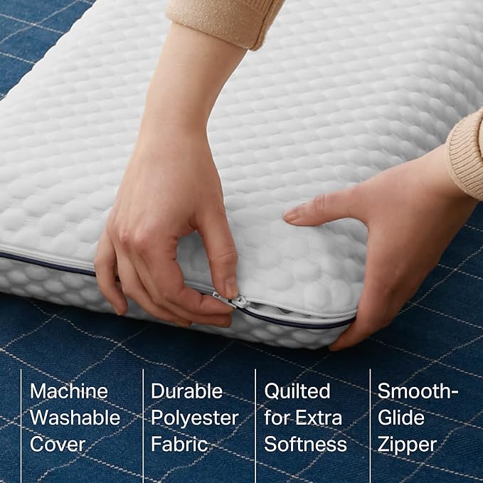 Weekender Gel Memory Foam Camping Pillow - Travel Essentials &amp Must Haves - Camping Gear &amp Accessories - Contouring Neck Support - Small Size Compatible for Car Airplane and Beach - 1 Pack