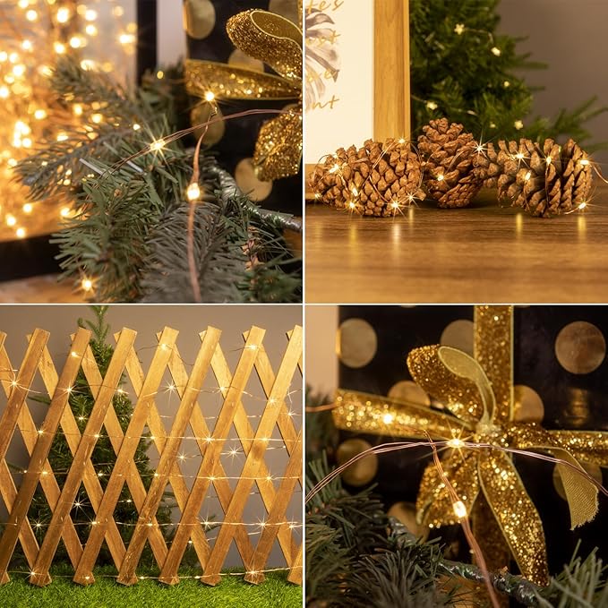 Solar String Lights for Outside2Pack 66FT 200 LEDs Solar Fairy LightsWaterproof 8 Modes Button Outdoor String Light for Patio Garden Backyard Tree Wedding ChristmasCopper WireWarm White