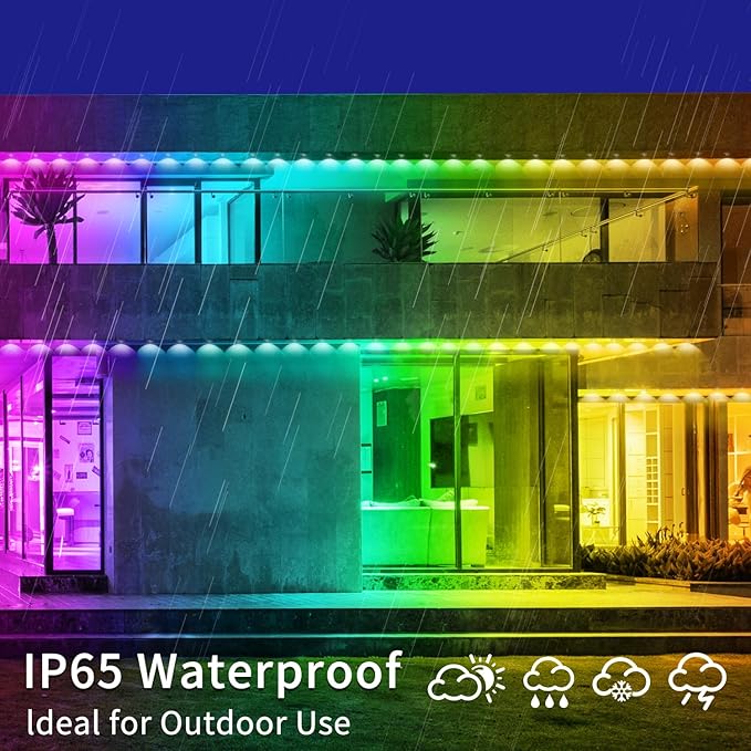 Permanent Outdoor Lights 60FT Smart Outside RGB LED Christmas Light App Control Remote IP67 Waterproof Eternity Eaves Lighting for HalloweenHousePatio Decor Garden Decor Decorations