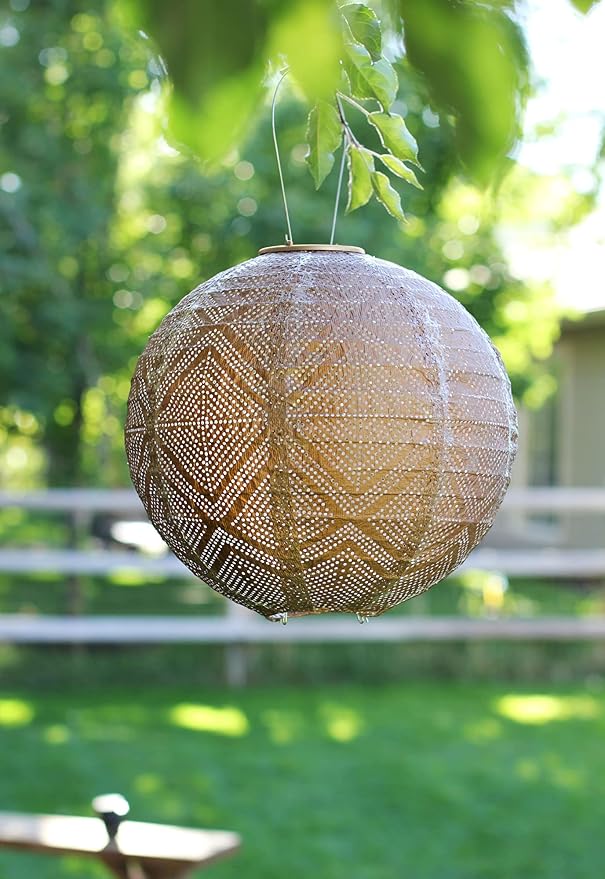 Allsop Soji Stella Market - 12 Handmade LED Outdoor Solar Lantern - Bronze