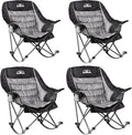 Oversized Rocking Camping Chairs Set of 2 Fully Padded Camp Chairs for Adults with Side Pocket and Cup Holder Heavy-Duty 400lbs Capacity Black &amp Gray