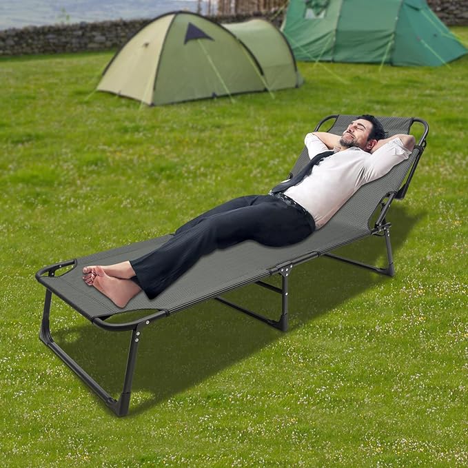 Folding Chair Leisure Chair Suitable for Outdoor Camping Folding Bed-Green