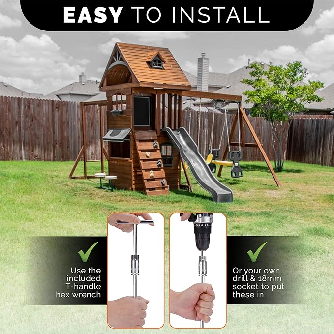 Ground Anchors Screw in - 12 Set of 16 with Drill Bit - Earth Anchors - Ground Stakes Heavy Duty - Mobile Home Anchors - Shed Anchor Kit - Swing Set Anchors - Tree Stakes - Awning Canopy Anchor