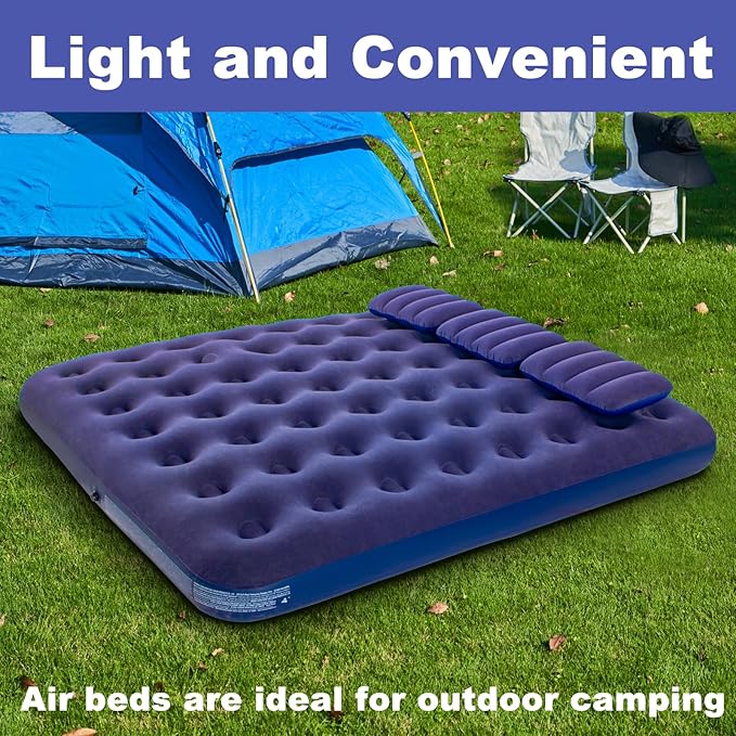DIMAR GARDEN King Size Camping Air Mattress Inflatable Bed with PillowInclude Hand Pump